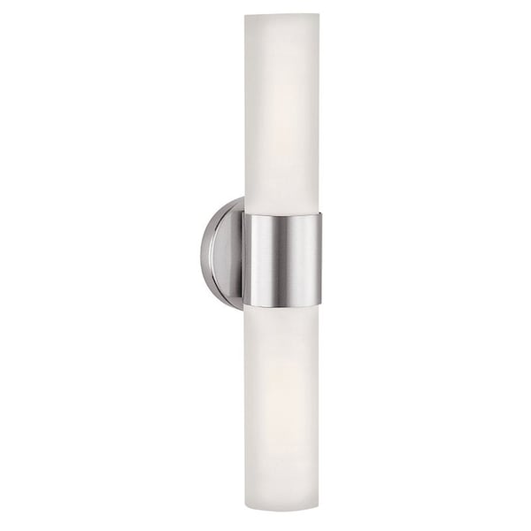 Access Lighting Aqueous, 2 Light Wall Sconce Vanity, Brushed Steel Finish, Opal Glass 20442-BS/OPL - main